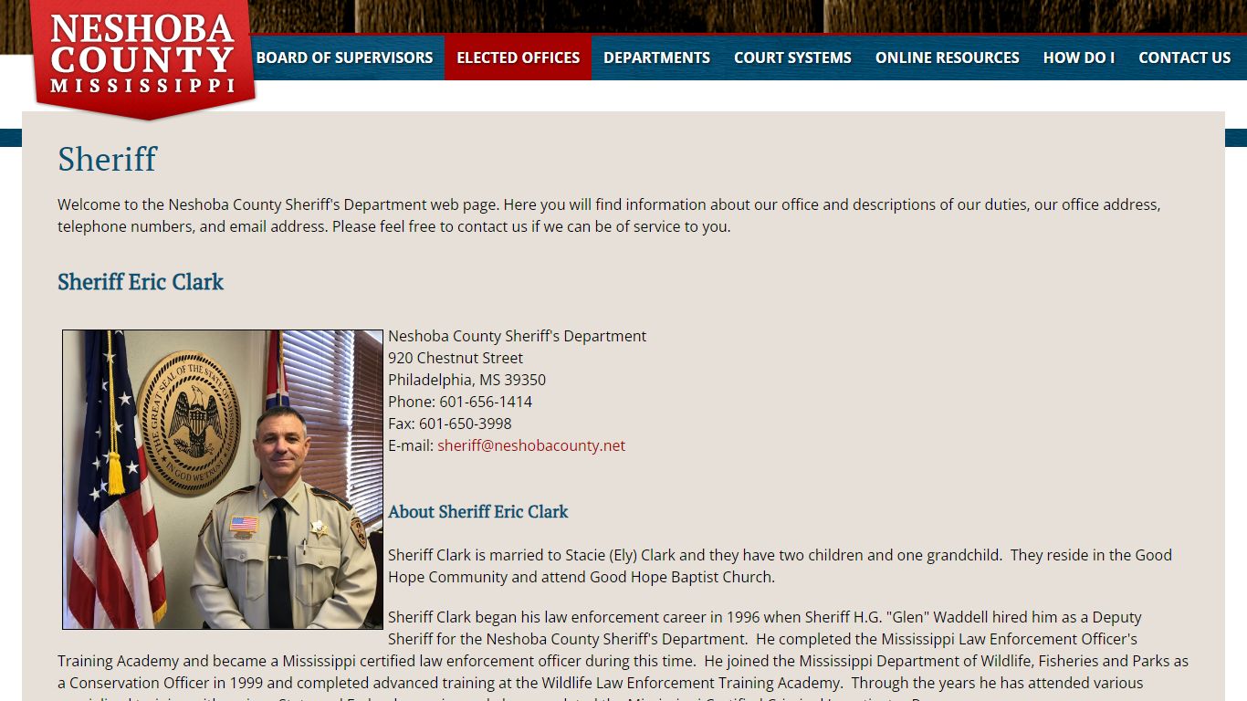 Sheriff | Neshoba County Board of Supervisors